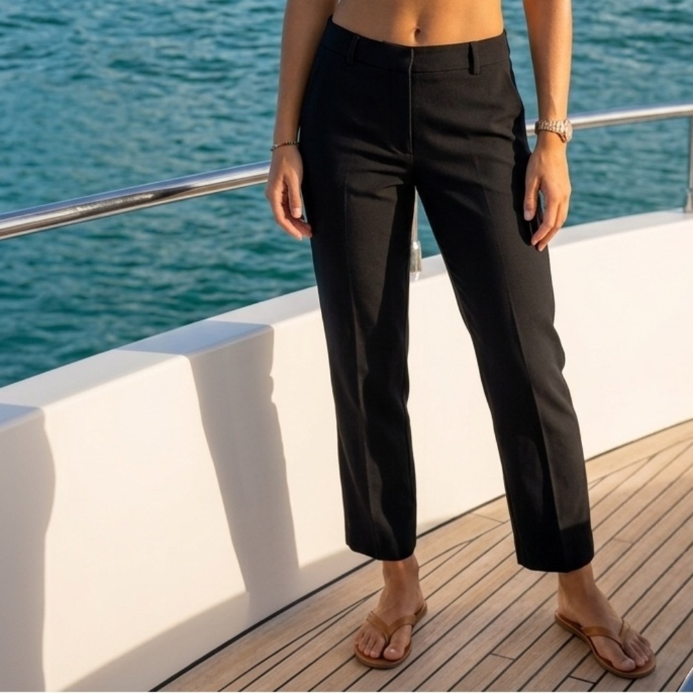 ESKANDAR Wool Straight Cropped Leg Black Women's Tailored Pants (5)